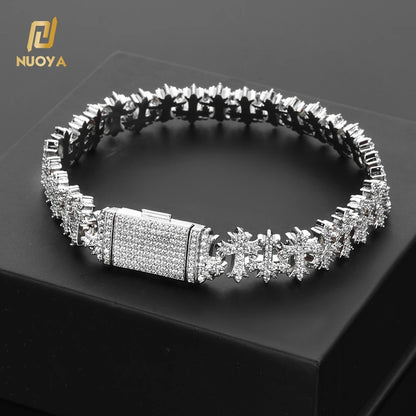 Pulsera Cubana de Eslabones de Cruz "Iced Out" – Estilo Hip Hop